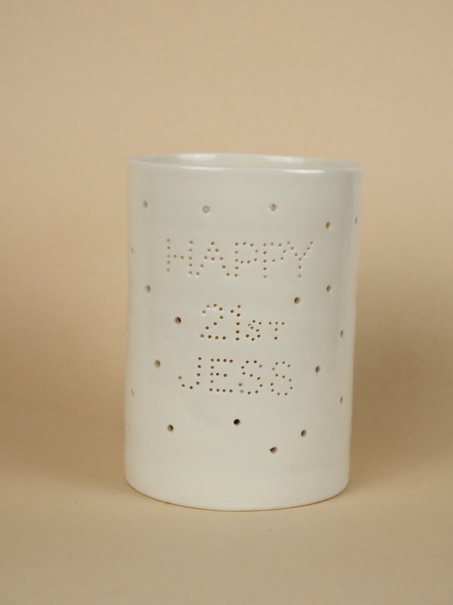 Personalised maxi porcelain tealight holder
