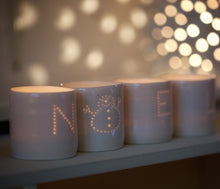 Load image into Gallery viewer, Noel snowman letter mini porcelain tealight holder set