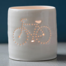 Load image into Gallery viewer, Boy&#39;s Bike mini porcelain tealight holder
