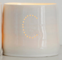 Load image into Gallery viewer, Ceramic candle holder with the letter C. Personalised porcelain tealight holder.