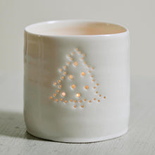Load image into Gallery viewer, A Christmas tree themed candle holder. Ceramics porcelain tealight candle holder. Christmas gift. Decoration.