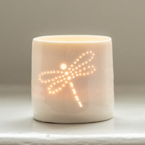 Dragonfly mini porcelain tealight holder