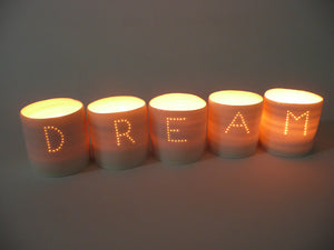 Dream letter minis porcelain tealight holder set