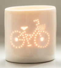 Load image into Gallery viewer, Girl&#39;s Bike mini porcelain tealight holder
