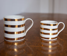 Load image into Gallery viewer, Gold Lustre porcelain mug with stripes
