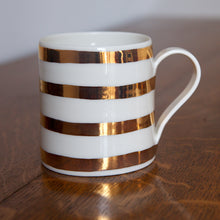 Load image into Gallery viewer, Gold Lustre porcelain mug with stripes
