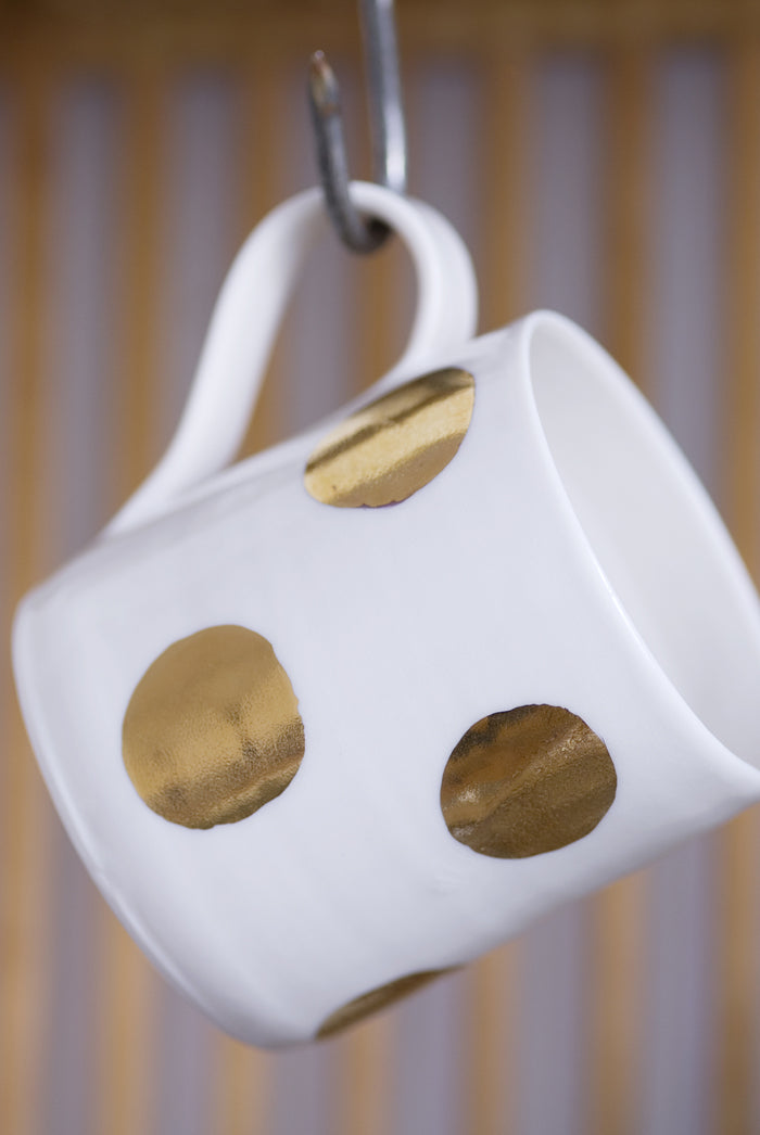 Gold Lustre spotted porcelain mug