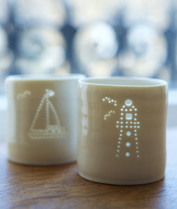 Lighthouse mini porcelain tealight holder