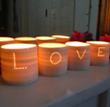 Love letter mini porcelain tealight holder set