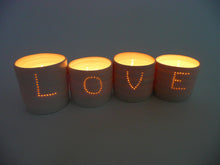Load image into Gallery viewer, Love letter mini porcelain tealight holder set
