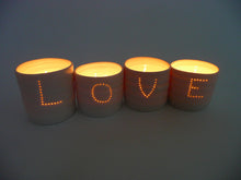 Load image into Gallery viewer, Love letter mini porcelain tealight holder set