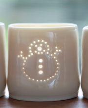 Load image into Gallery viewer, Snowman mini porcelain tealight holder
