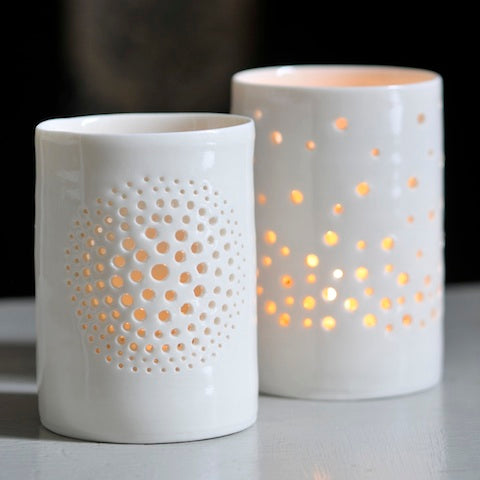 Champagne maxi porcelain tealight holder