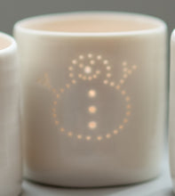 Load image into Gallery viewer, Snowman mini porcelain tealight holder