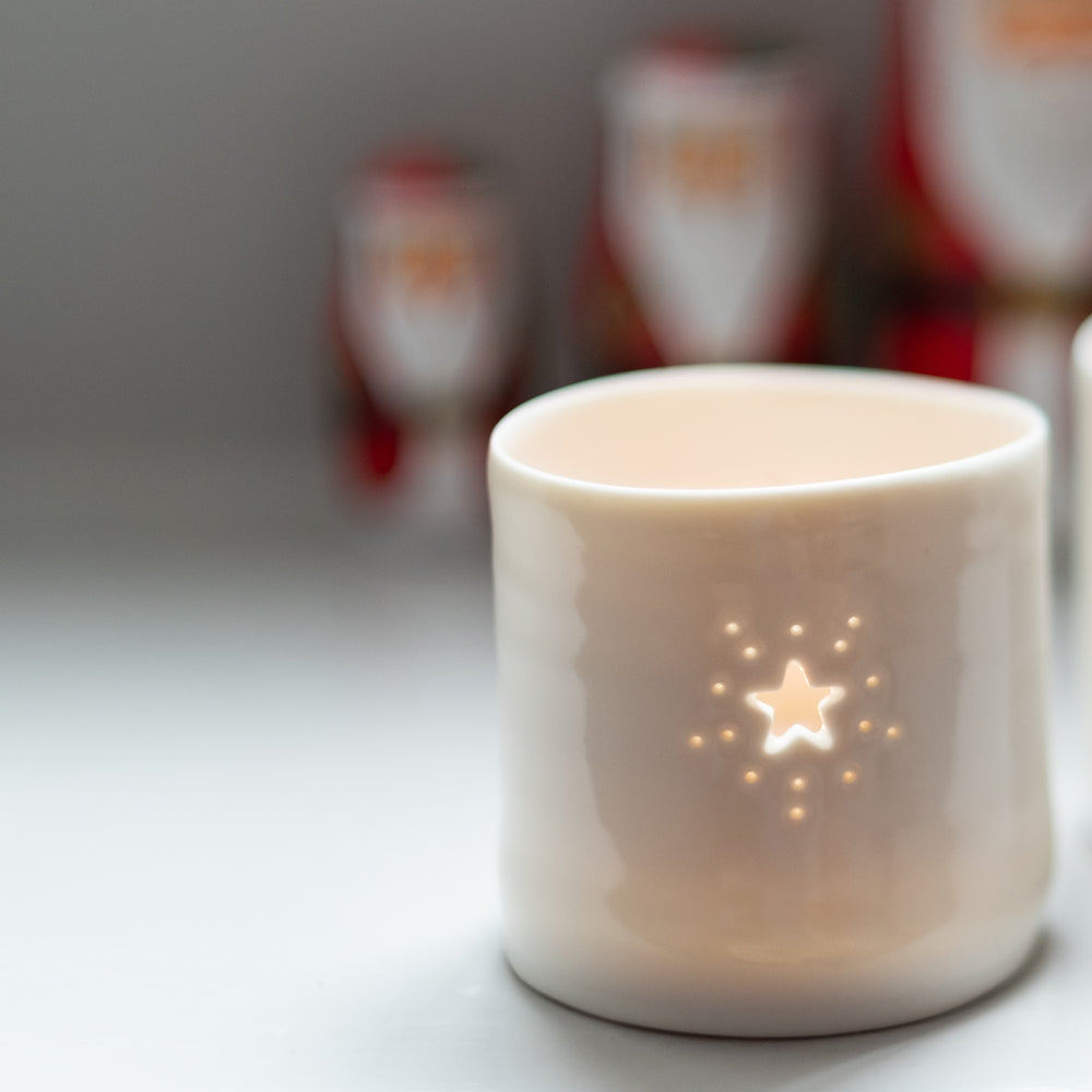Starburst mini porcelain tealight holder