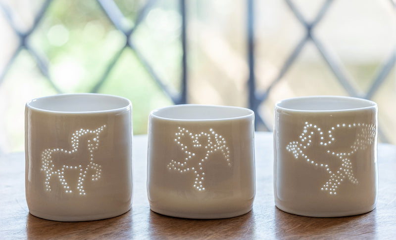 Unicorn mini porcelain tealight holder