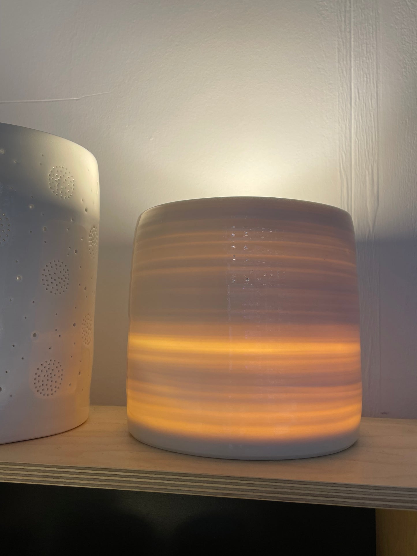 Thrown porcelain lamp