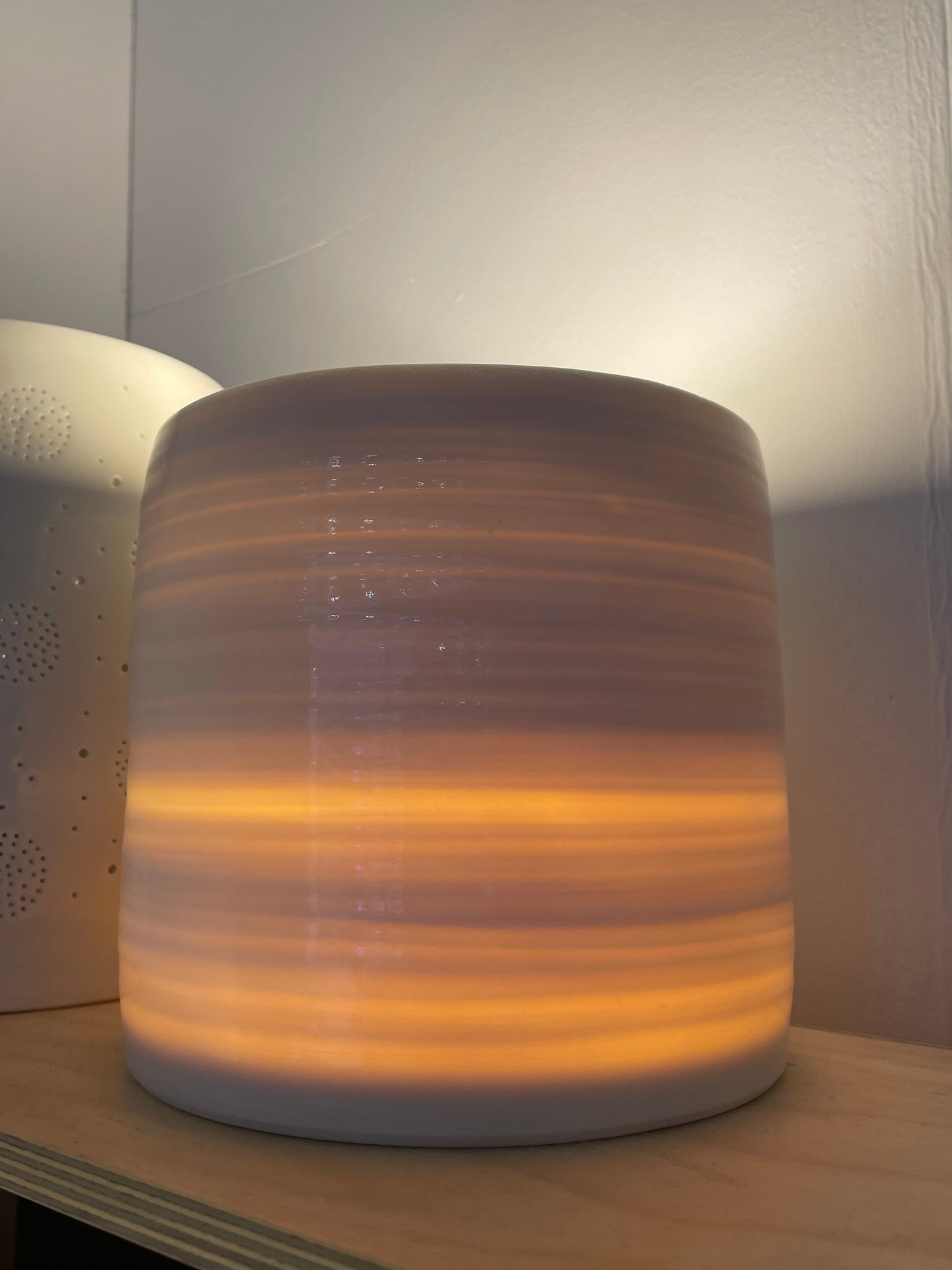 Thrown porcelain lamp