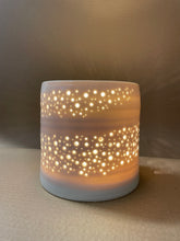 Load image into Gallery viewer, Thrown pierced porcelain lamp
