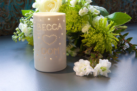 Personalised maxi porcelain tealight holder