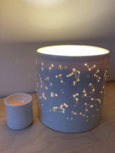 Load image into Gallery viewer, Thrown pierced porcelain lamp
