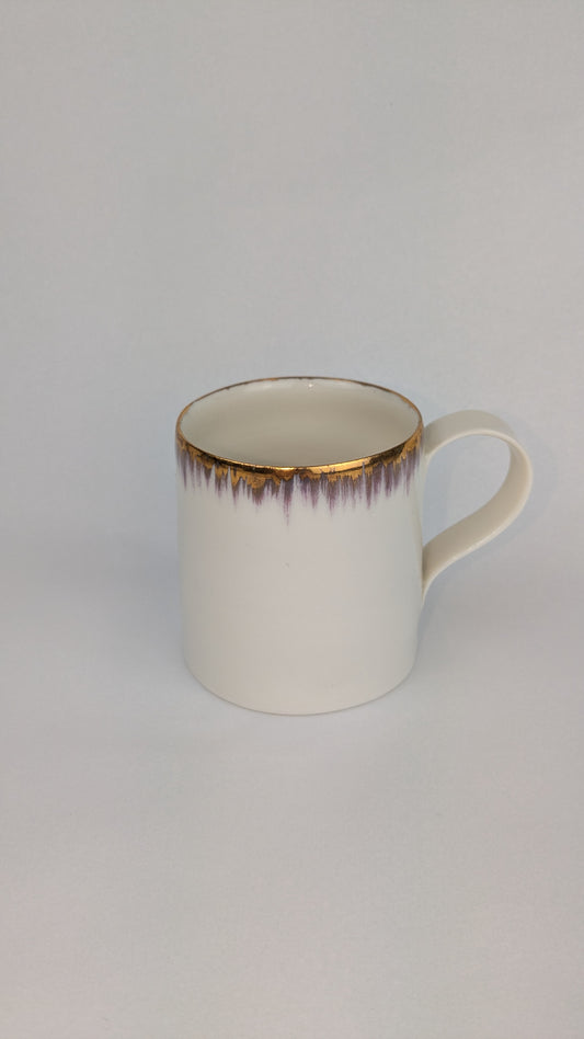 Gold Lustre brushed edge porcelain cup
