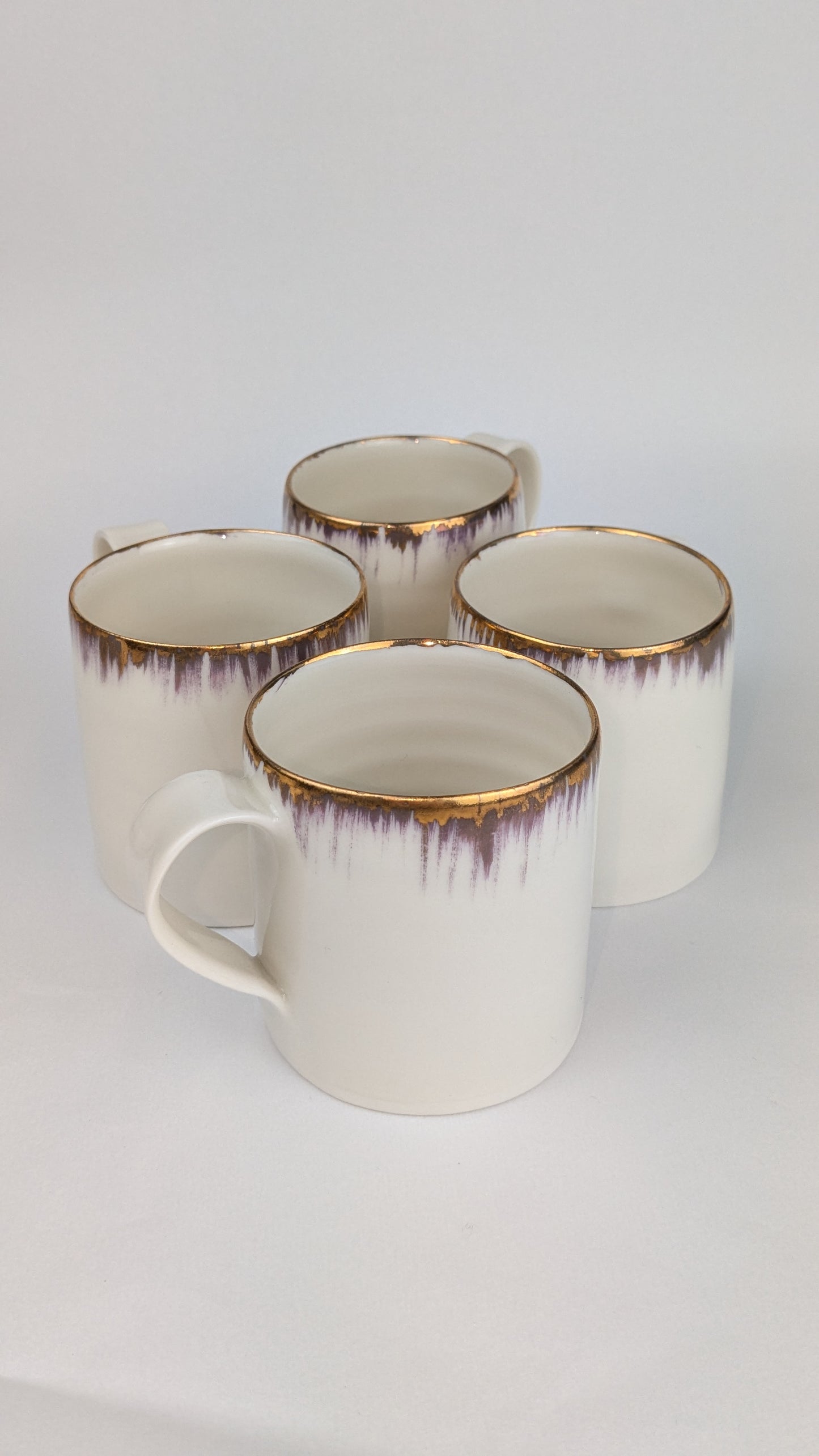 Gold Lustre brushed edge porcelain cup