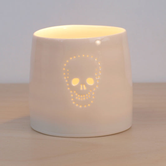 Skull mini porcelain tealight holder