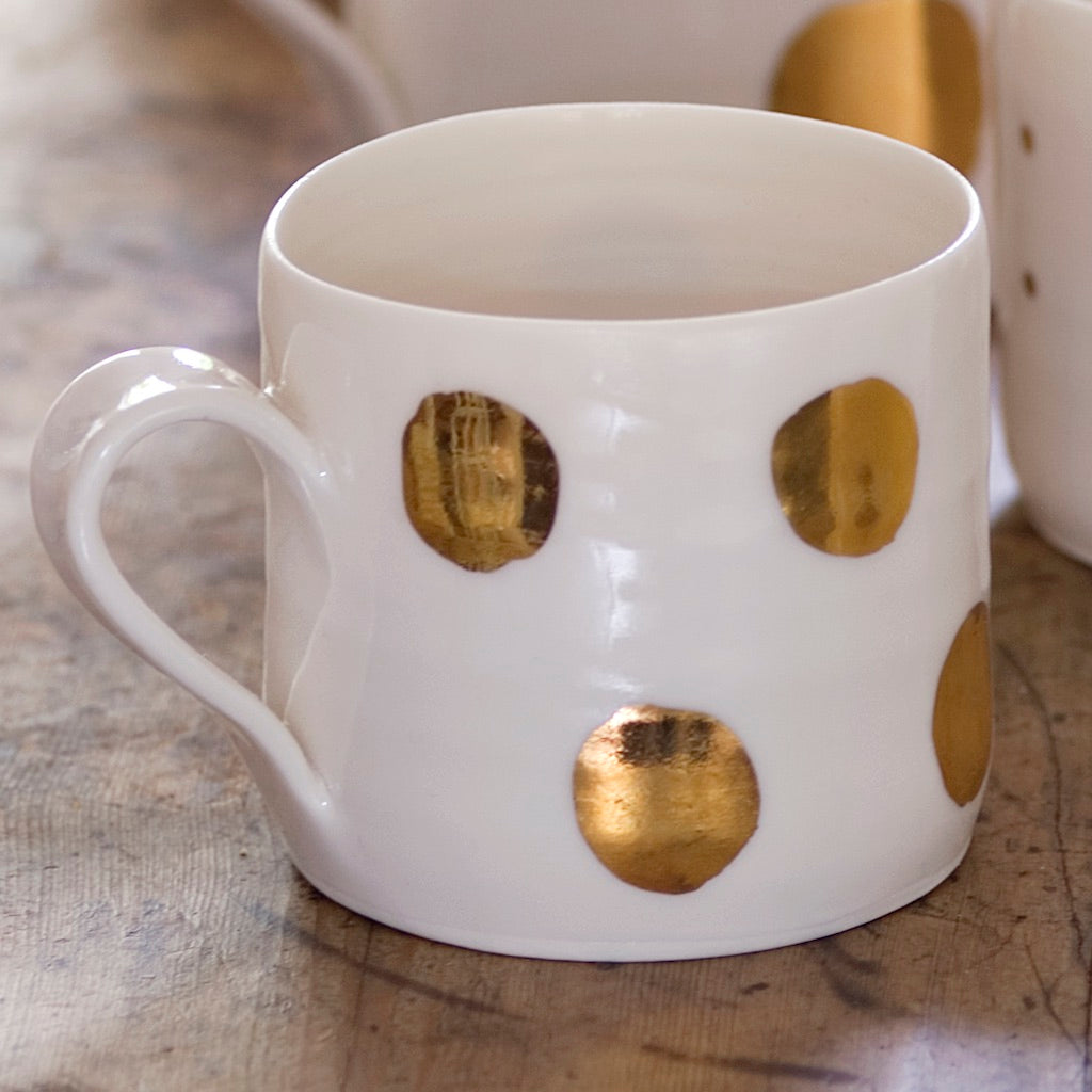 Gold Lustre spotted porcelain cup