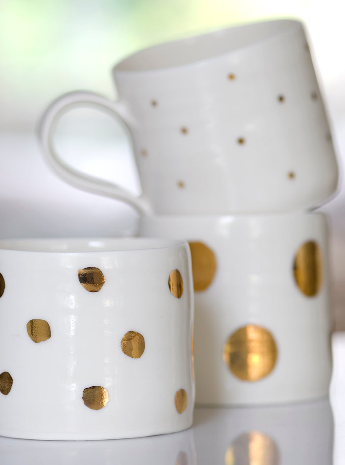 Gold Lustre spotted porcelain cup