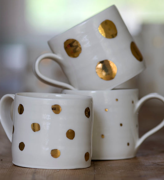 Gold Lustre spotted porcelain cup
