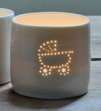 Load image into Gallery viewer, Baby carriage mini porcelain tealight holder
