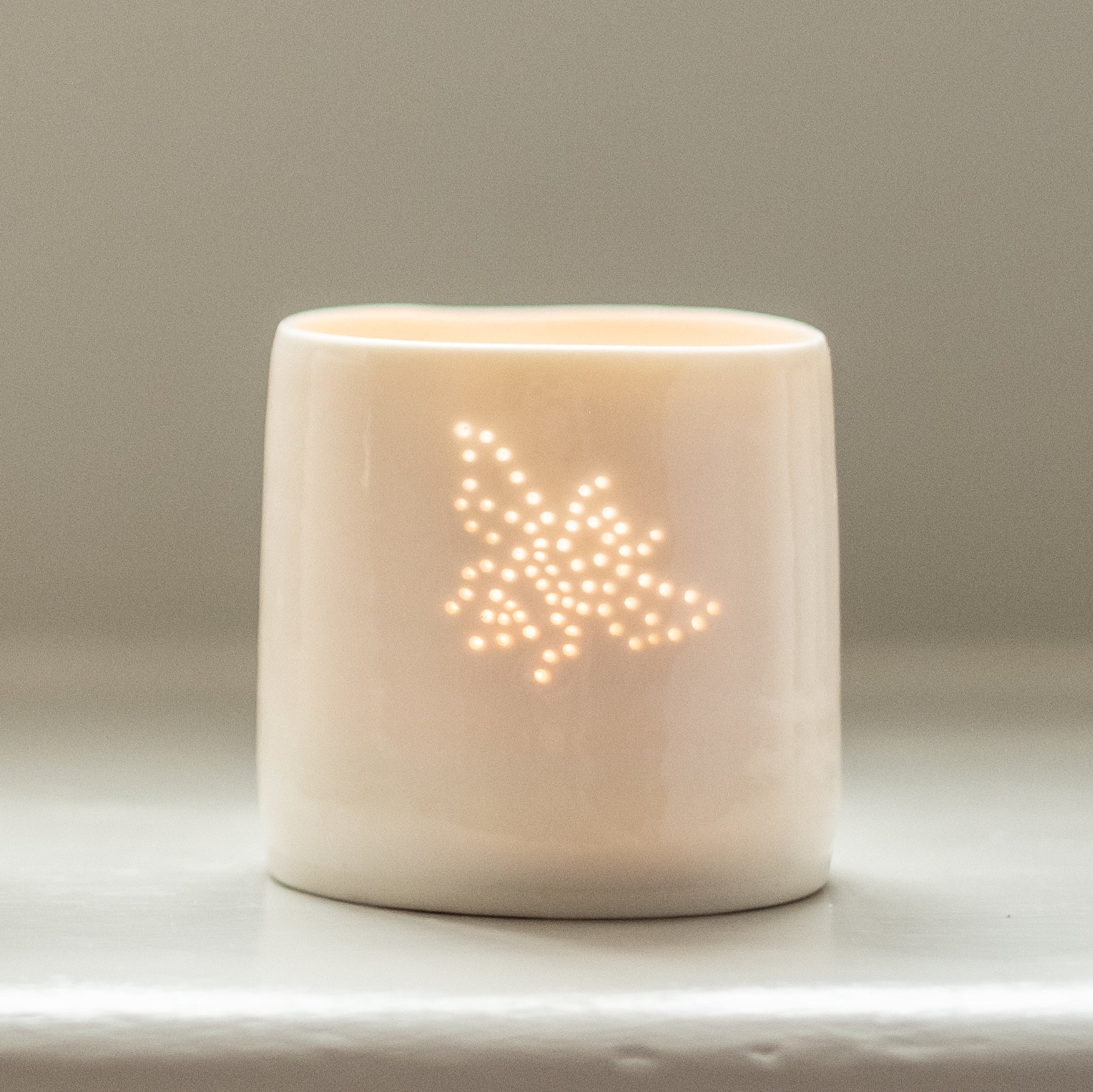 Porcelain ceramic tealight candle holder, featuring a design of a bumble bee, natural glossy glaze. Wildlife gift. Nature present.