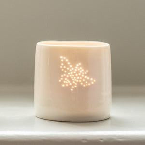 Porcelain ceramic tealight candle holder, featuring a design of a bumble bee, natural glossy glaze. Wildlife gift. Nature present.