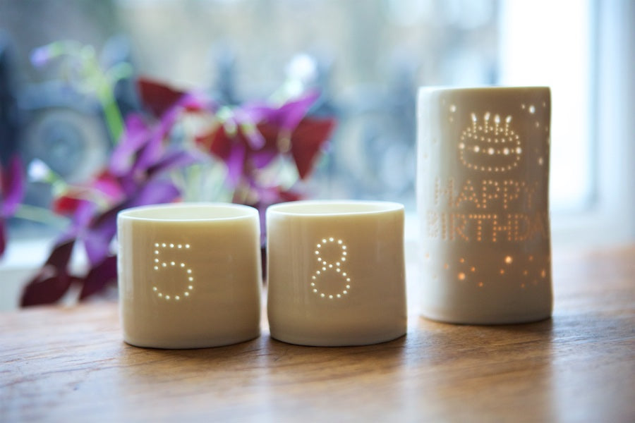 Letter mini porcelain tealight holders