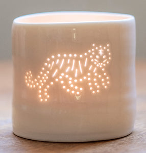 Tiger mini porcelain tealight holder