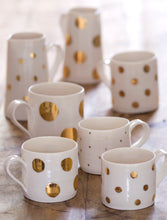 Load image into Gallery viewer, Gold Lustre porcelain mug with medium spots
