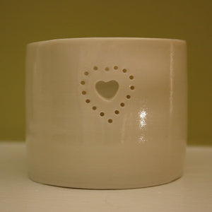 Double Heart mini porcelain tealight holder