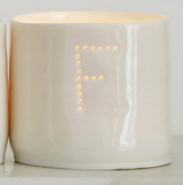 Letter mini porcelain tealight holders