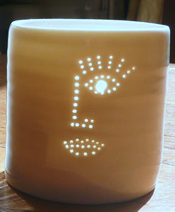 Face mini porcelain tealight holder