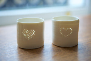 Single Heart mini porcelain tealight holder