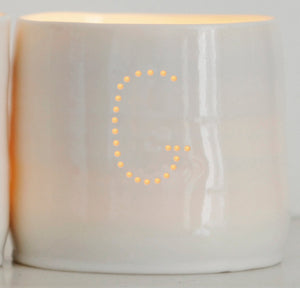Letter mini porcelain tealight holders