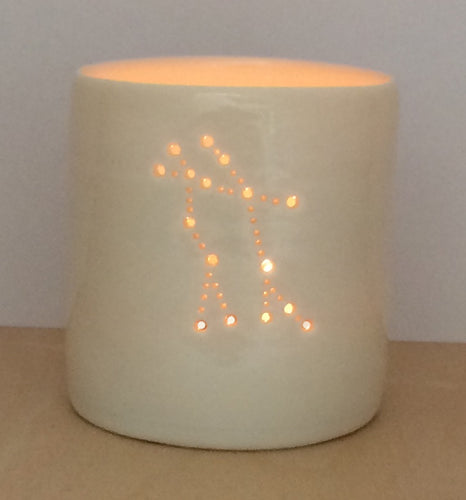 Porcelain candle holder with astrological constellation of Gemini. Twins and birthdays. Zodiac present.