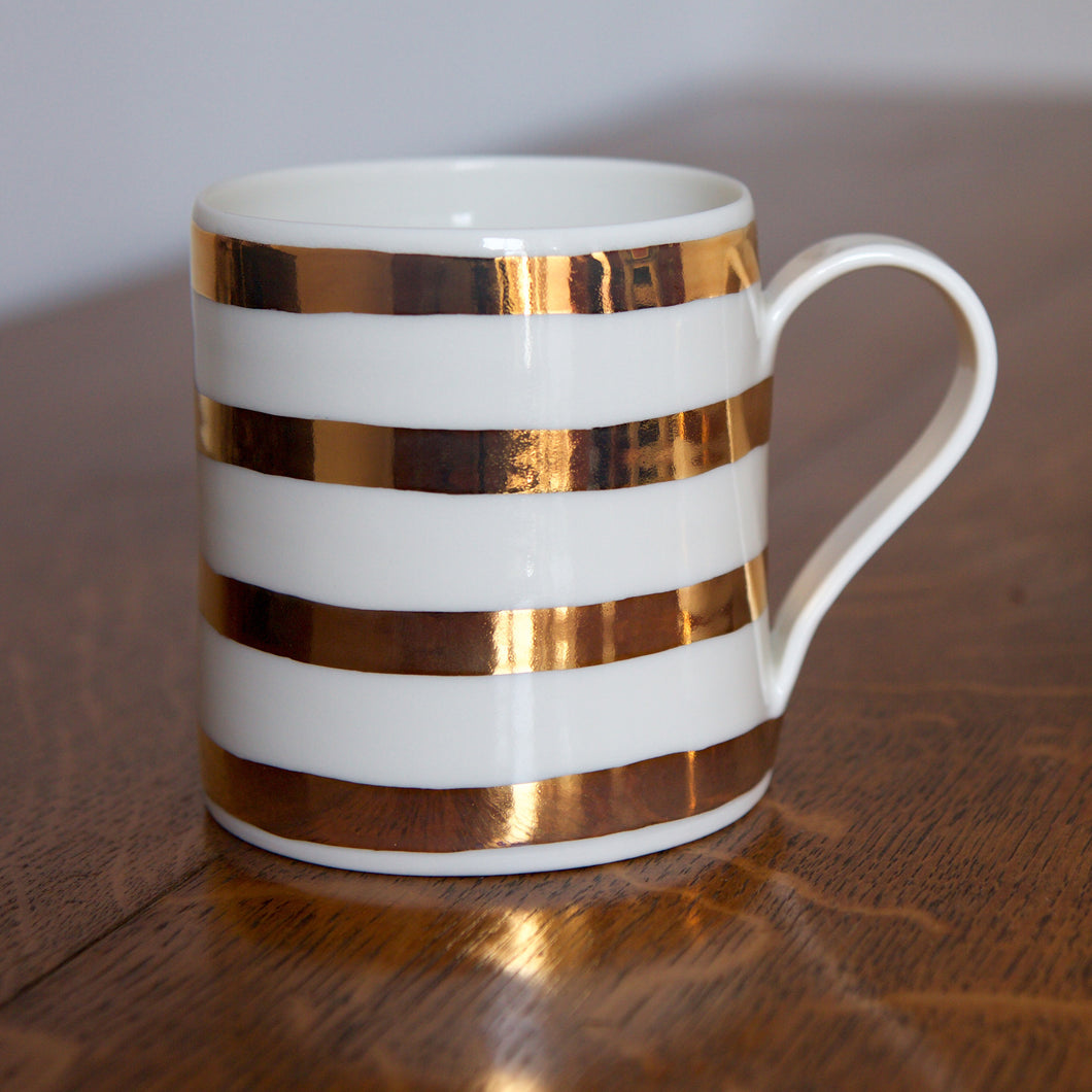 Gold Lustre porcelain mug with stripes
