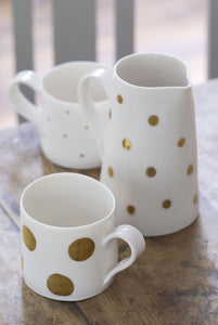 Gold Lustre medium porcelain jug with small spots