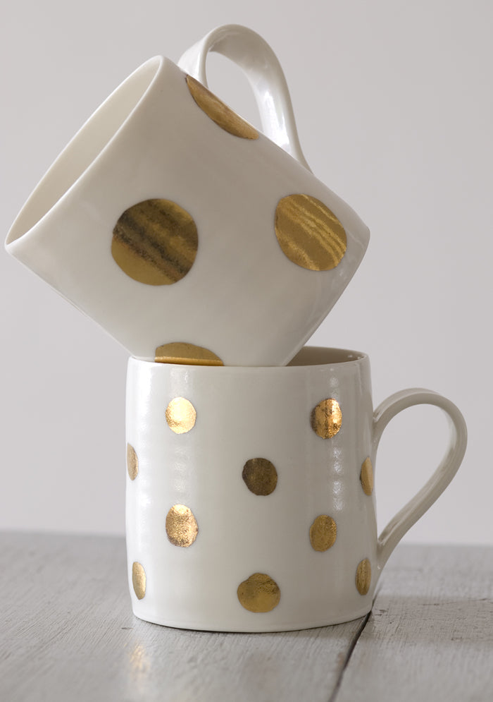 Gold Lustre spotted porcelain mug