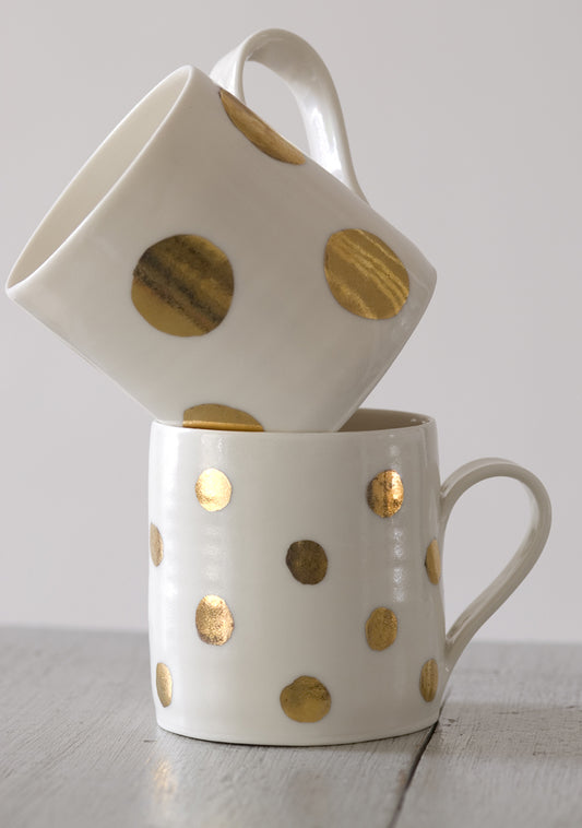 Gold Lustre spotted porcelain mug