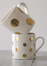 Load image into Gallery viewer, Gold Lustre porcelain mug with medium spots
