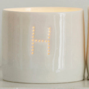 Letter mini porcelain tealight holders