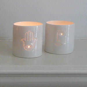 Face mini porcelain tealight holder